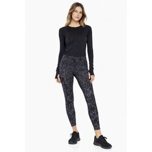 Athleta Rainier Reflective Tight Floral Print 7/8 Leggings Zip Pocket S Mid Rise